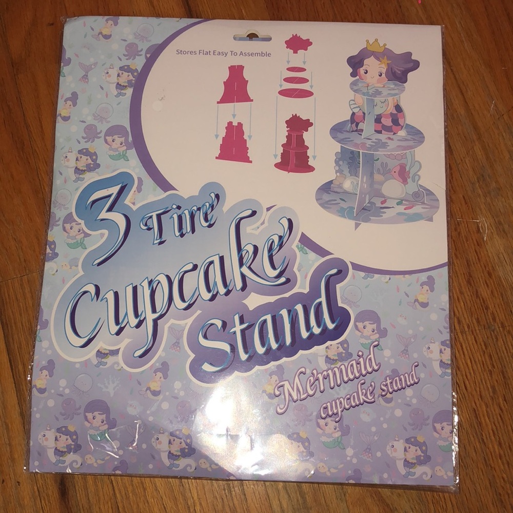 3 Tier Mermaid Cupcake Birthday Stand Purple Blue‎ Multi Colored